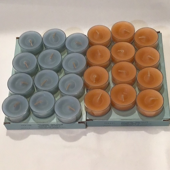 Partylite tealights, Ginger Pumpkin & Tropical Waterfall scents.